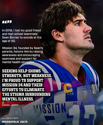 Daniel Jones’s My Cause My Cleats graphic for Mission 34