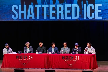 The post-film panel on stage at a Shattered Ice social impact screening